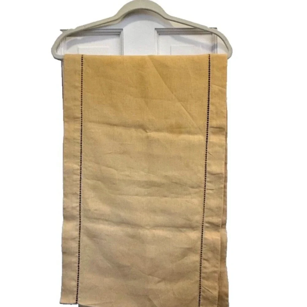 Vintage French Linen Hemstitch Table Runner 102 x 16